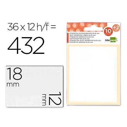 ETIQUETAS LIDERPAPEL SOBRE DE 10 H. + 2 H. OBSEQUIO 12X18 MM -36 UN...