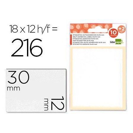 ETIQUETAS LIDERPAPEL SOBRE DE 10 H. + 2 H. OBSEQUIO 12X30 MM -18 UN...