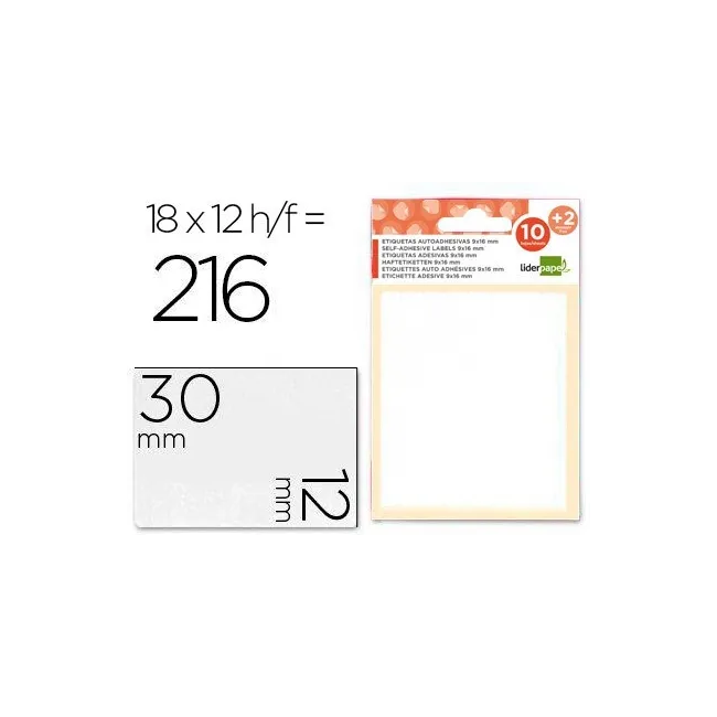 ETIQUETAS LIDERPAPEL SOBRE DE 10 H. + 2 H. OBSEQUIO 12X30 MM -18 UN...