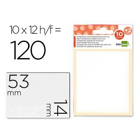 ETIQUETAS LIDERPAPEL SOBRE DE 10 H. + 2 H. OBSEQUIO 14X53 MM -10 UN...