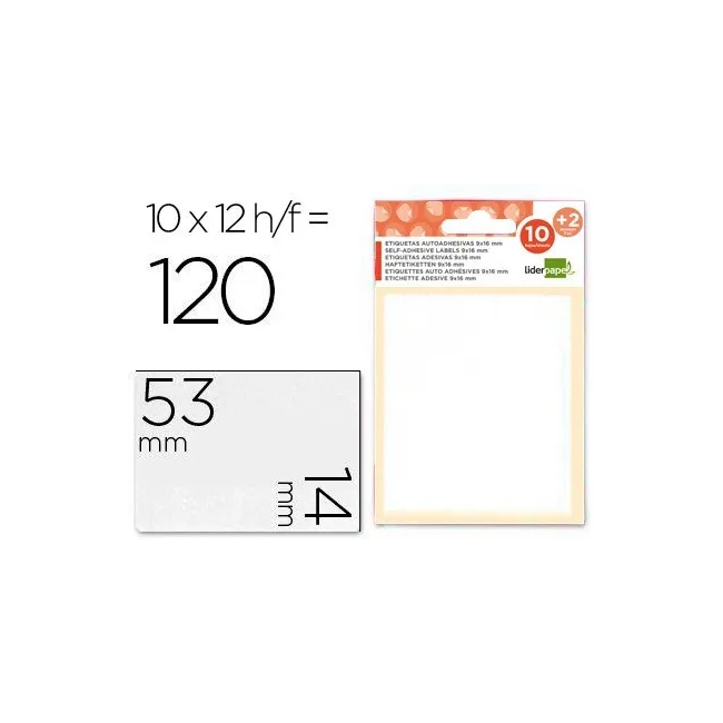 ETIQUETAS LIDERPAPEL SOBRE DE 10 H. + 2 H. OBSEQUIO 14X53 MM -10 UN...
