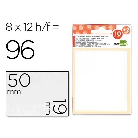 ETIQUETAS LIDERPAPEL SOBRE DE 10 H. + 2 H. OBSEQUIO 19X50 MM -8 UNI...
