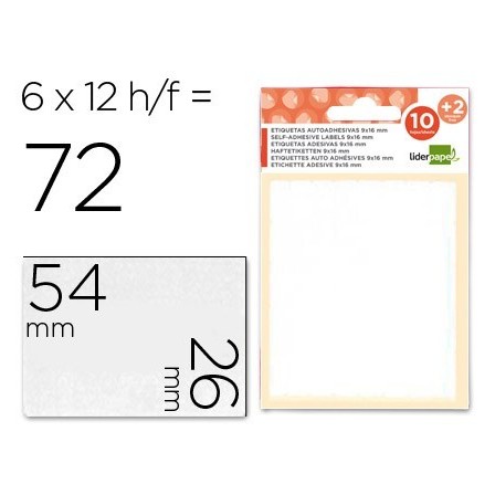 ETIQUETAS LIDERPAPEL SOBRE DE 10 H. + 2 H. OBSEQUIO 26X54 MM -6 UNI...