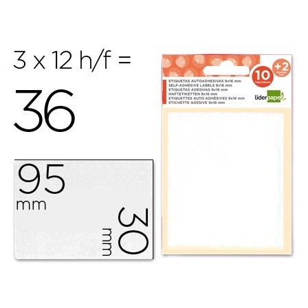 ETIQUETAS LIDERPAPEL SOBRE DE 10 H. + 2 H. OBSEQUIO 30X95 MM 2 UNID...