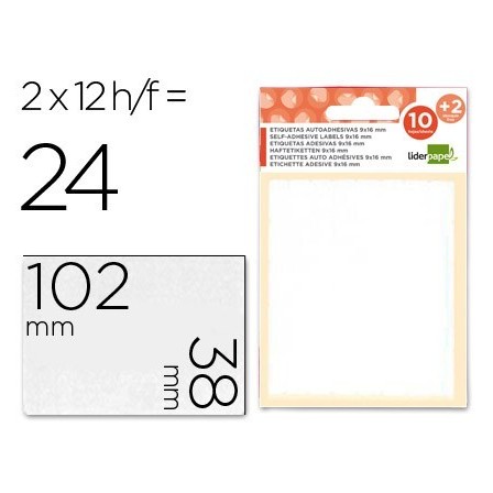 ETIQUETAS LIDERPAPEL SOBRE DE 10 H. + 2 H. OBSEQUIO 38X102 MM -2 UN...
