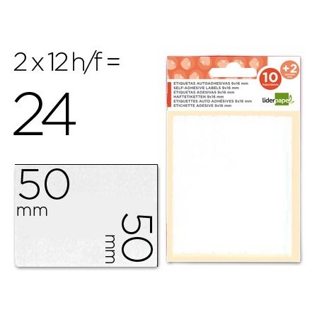 ETIQUETAS LIDERPAPEL SOBRE DE 10 H. + 2 H. OBSEQUIO 50X50 MM -2 UNI...
