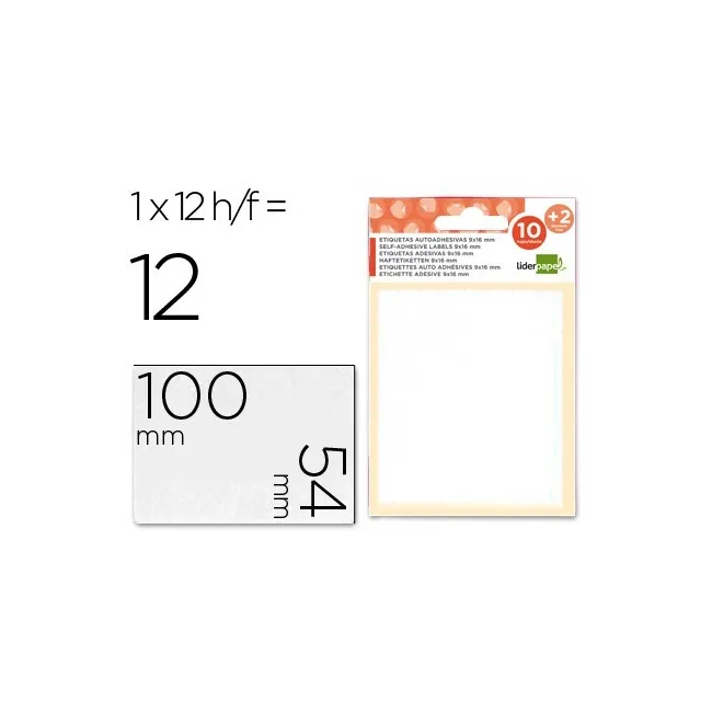 ETIQUETAS LIDERPAPEL SOBRE DE 10 H. + 2 H. OBSEQUIO 54X100 MM -1 UN...