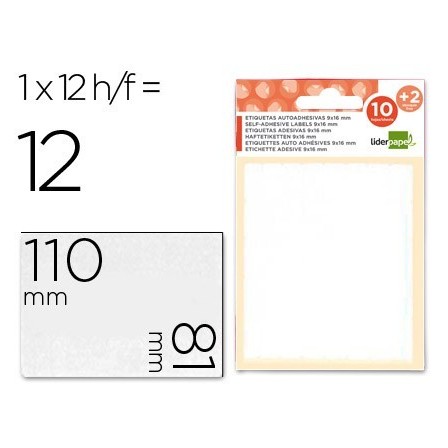 ETIQUETAS LIDERPAPEL SOBRE DE 10 H. + 2 H. OBSEQUIO 81X110 MM 1 UNI...