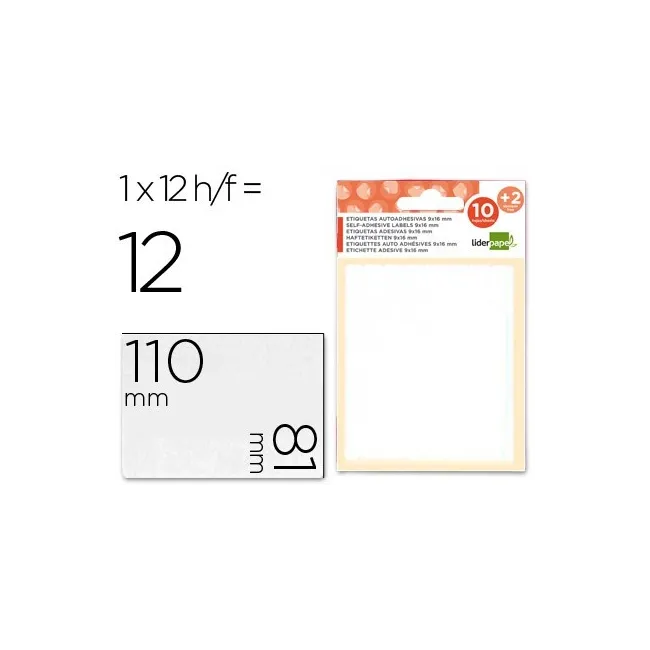 ETIQUETAS LIDERPAPEL SOBRE DE 10 H. + 2 H. OBSEQUIO 81X110 MM 1 UNI...