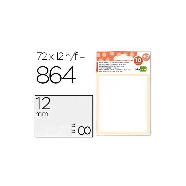 ETIQUETAS LIDERPAPEL SOBRE DE 10 H. + 2 H. OBSEQUIO 8X12 MM -72 UNI...