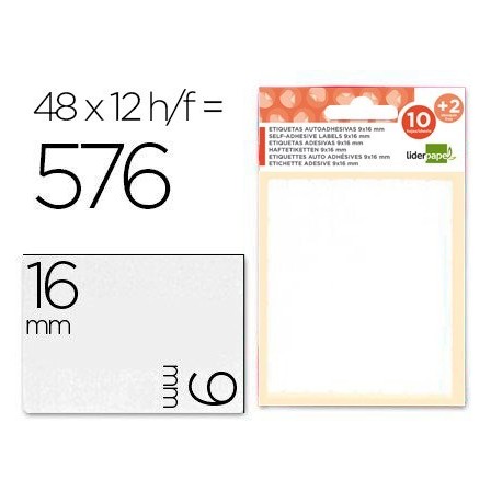 ETIQUETAS LIDERPAPEL SOBRE DE 10 H. + 2 H. OBSEQUIO 9X16 MM -48 UNI...