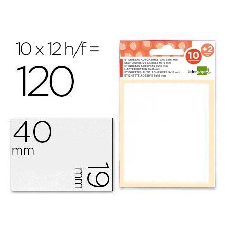 ETIQUETAS LIDERPAPEL SOBRE DE 10 H. + 2 H. OBSEQUIO 19X40 MM -10 UN...