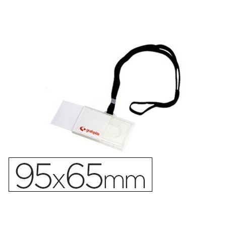IDENTIFICADOR CON CORDON PLANO NEGRO GRAFOPLAS 65X95 MM CON APERTUR...