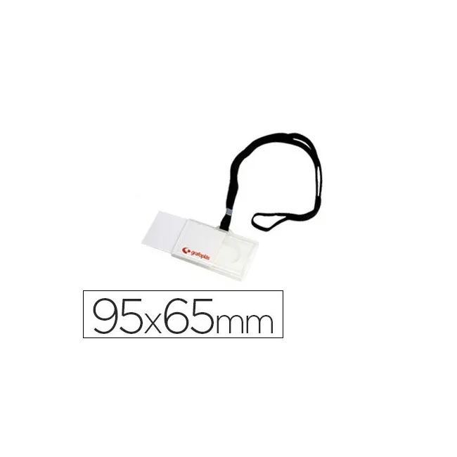 IDENTIFICADOR CON CORDON PLANO NEGRO GRAFOPLAS 65X95 MM CON APERTUR...