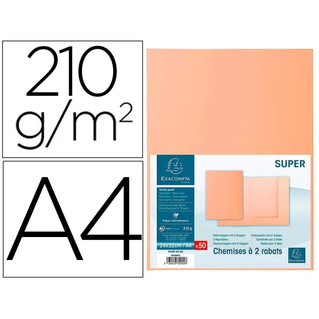 SUBCARPETA CARTULINA CON 2 SOLAPAS EXACOMPTA DIN A4 GAMA SUPER CREM...