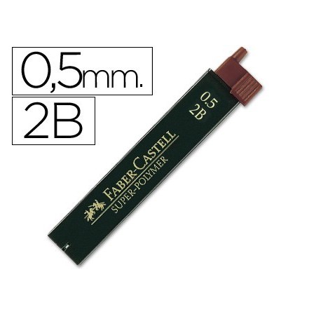 MINAS FABER GRAFITO 9065 0,5 MM 2B -ESTUCHE DE 12 MINAS