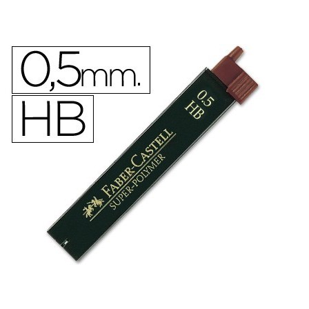 MINAS FABER GRAFITO 9065 0,5 MM HB -ESTUCHE DE 12 MINAS