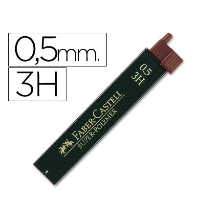 MINAS FABER GRAFITO 9065 0,5 MM 3H -ESTUCHE DE 12 MINAS