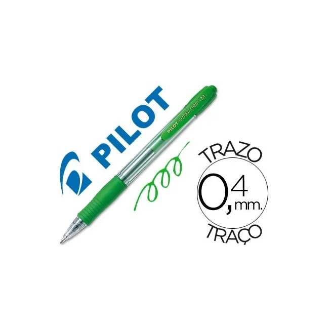 BOLIGRAFO PILOT SUPER GRIP VERDE RETRACTIL SUJECION DE CAUCHO TINTA...