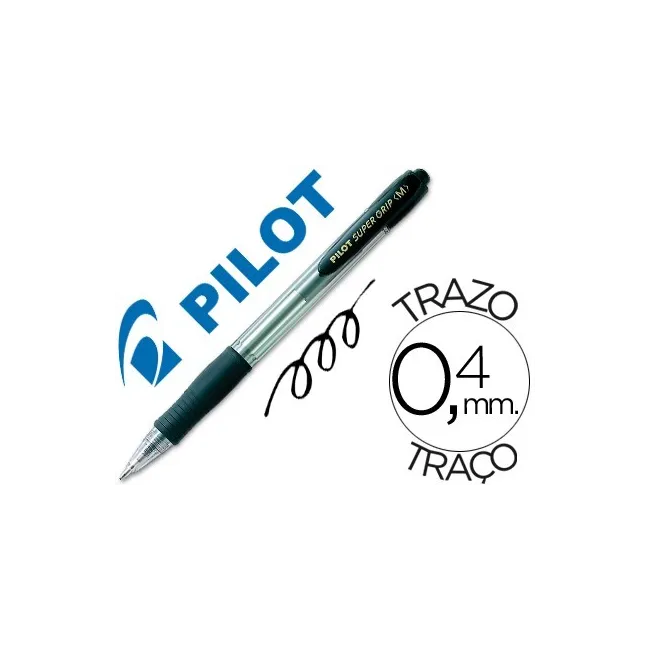 BOLIGRAFO PILOT SUPER GRIP NEGRO RETRACTIL SUJECION DE CAUCHO TINTA...