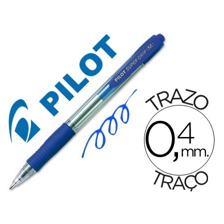 BOLIGRAFO PILOT SUPER GRIP AZUL RETRACTIL SUJECION DE CAUCHO TINTA ...
