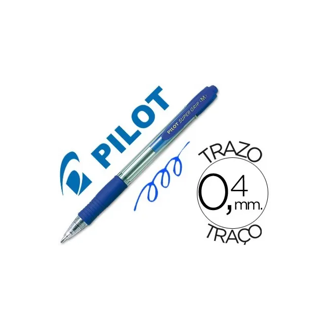 BOLIGRAFO PILOT SUPER GRIP AZUL RETRACTIL SUJECION DE CAUCHO TINTA ...