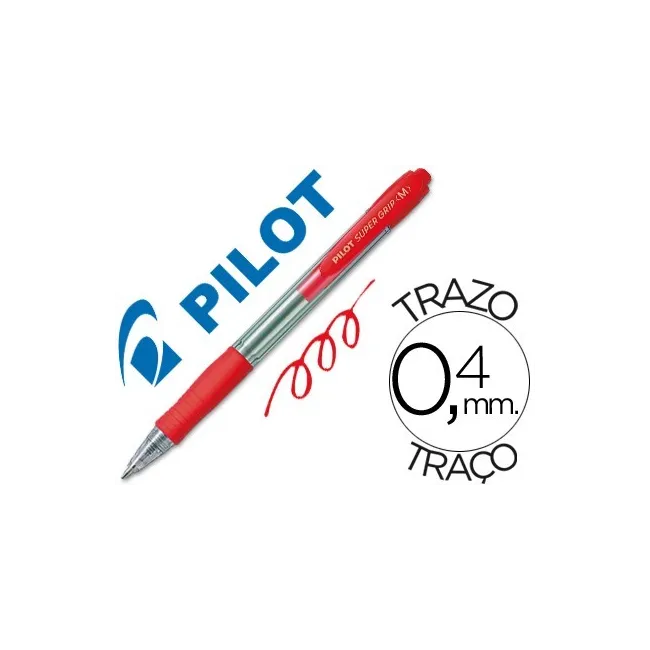 BOLIGRAFO PILOT SUPER GRIP ROJO RETRACTIL SUJECION DE CAUCHO TINTA ...