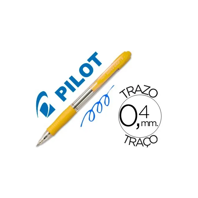 BOLIGRAFO PILOT SUPER GRIP AMARILLO -RETRACTIL -SUJECION DE CAUCHO ...