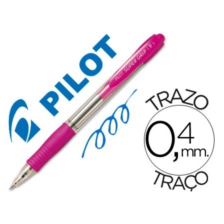 BOLIGRAFO PILOT SUPER GRIP ROSA -RETRACTIL -SUJECION DE CAUCHO -TIN...