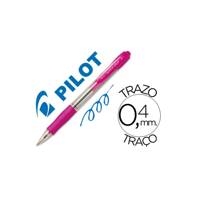 BOLIGRAFO PILOT SUPER GRIP ROSA -RETRACTIL -SUJECION DE CAUCHO -TIN...