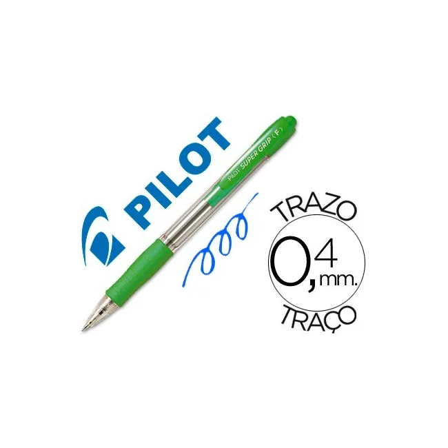 BOLIGRAFO PILOT SUPER GRIP VERDE CLARO -RETRACTIL -SUJECION DE CAUC...