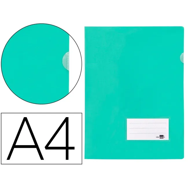 CARPETA LIDERPAPEL DOSSIER A4 UÑERO VERDE MANZANA OPACO