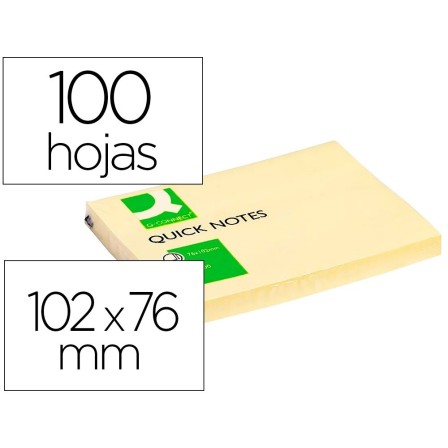 BLOC DE NOTAS ADHESIVAS QUITA Y PON Q-CONNECT 75X100 MM CON 100 HOJAS