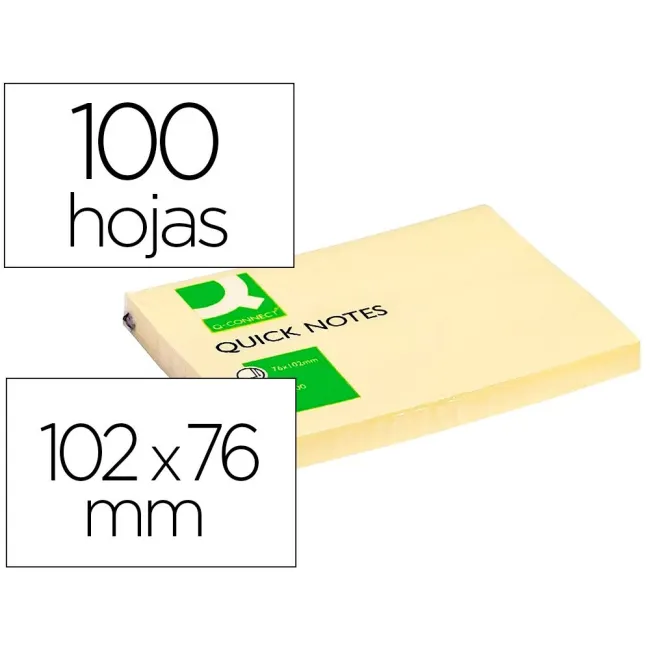 BLOC DE NOTAS ADHESIVAS QUITA Y PON Q-CONNECT 75X100 MM CON 100 HOJAS