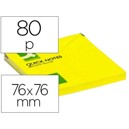 BLOC DE NOTAS ADHESIVAS QUITA Y PON Q-CONNECT 75X75 MM AMARILLO NEO...