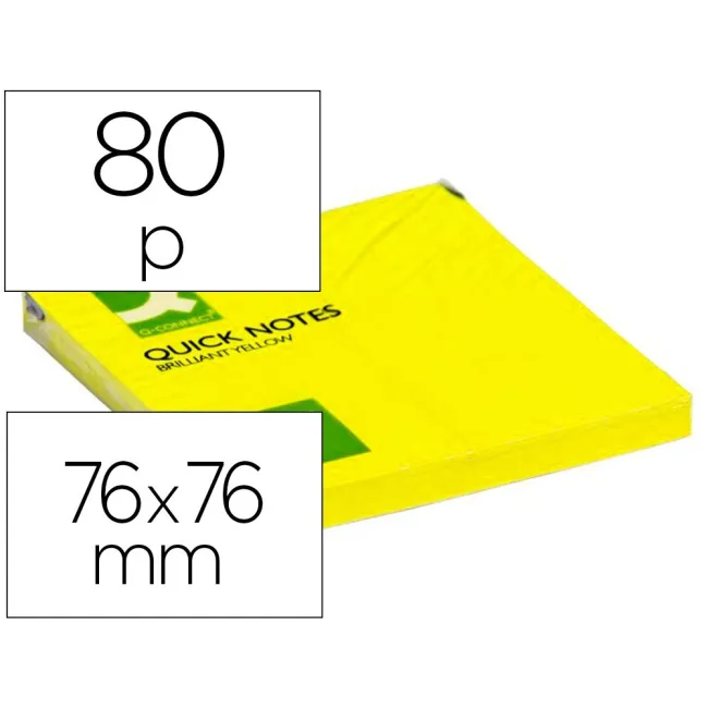 BLOC DE NOTAS ADHESIVAS QUITA Y PON Q-CONNECT 75X75 MM AMARILLO NEO...