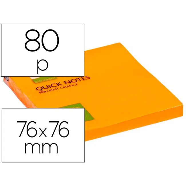 BLOC DE NOTAS ADHESIVAS QUITA Y PON Q-CONNECT 75X75 MM NARANJA NEON...