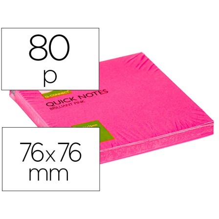 BLOC DE NOTAS ADHESIVAS QUITA Y PON Q-CONNECT 75X75 MM ROSA NEON 80...