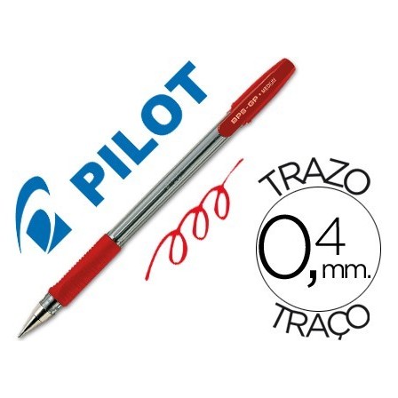 BOLIGRAFO PILOT BPS-GP ROJO -SUJECION DE CAUCHO -TINTA BASE DE ACEI...