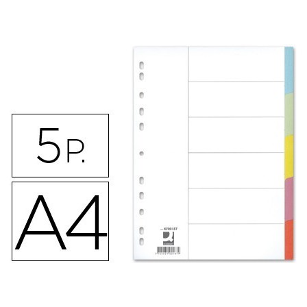 SEPARADOR Q-CONNECT CARTULINA JUEGO DE 5 SEPARADORES DIN A4 -MULTIT...