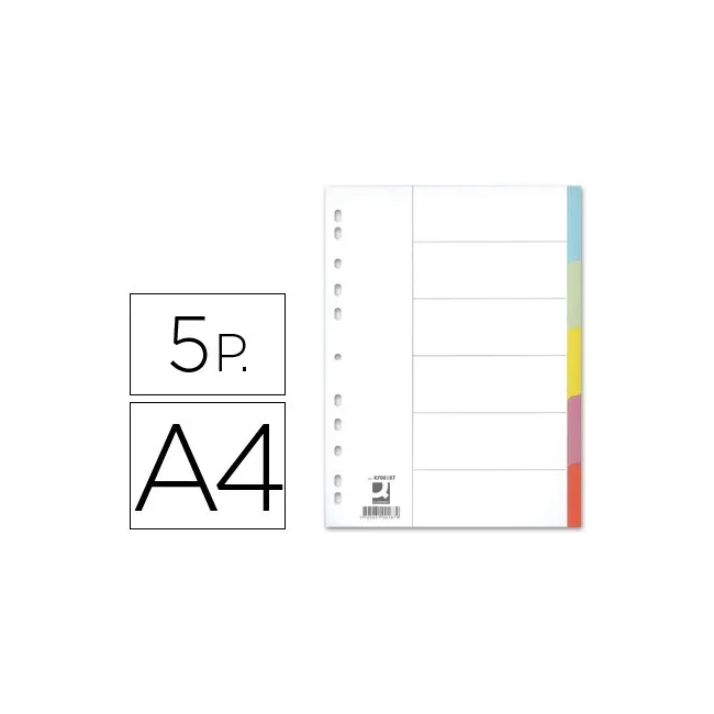 SEPARADOR Q-CONNECT CARTULINA JUEGO DE 5 SEPARADORES DIN A4 -MULTIT...