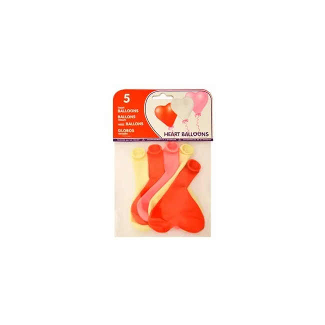 GLOBOS CON FORMA CORAZON BOLSAS DE 5