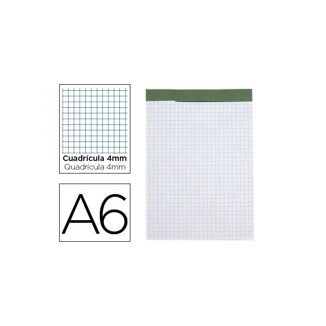 BLOC NOTAS LIDERPAPEL CUADRO 4 MM A6 80 HOJAS 60 G/M2 PERFORADO SIN...