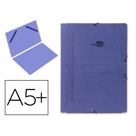 CARPETA LIDERPAPEL GOMAS CUARTO SENCILLA CARTON PINTADO AZUL