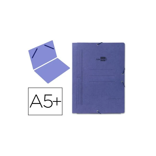 CARPETA LIDERPAPEL GOMAS CUARTO SENCILLA CARTON PINTADO AZUL