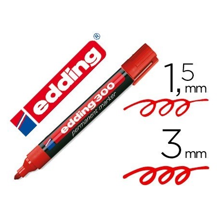 ROTULADOR EDDING MARCADOR PERMANENTE 300 ROJO PUNTA REDONDA 1,5-3 MM