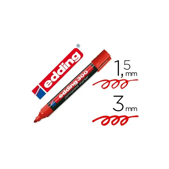 ROTULADOR EDDING MARCADOR PERMANENTE 300 ROJO PUNTA REDONDA 1,5-3 MM