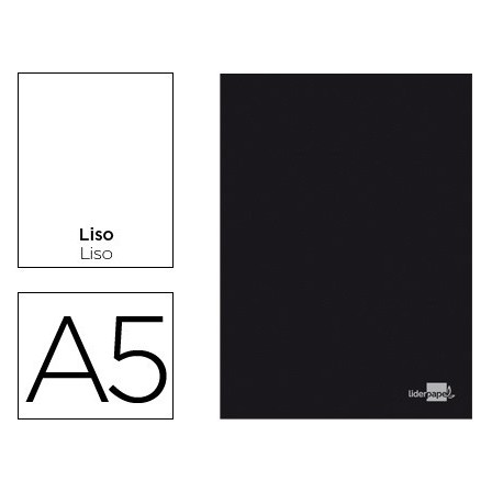 LIBRETA LIDERPAPEL TAPA NEGRA A5 80 HOJAS 60G/M2 LISO SIN MARGEN