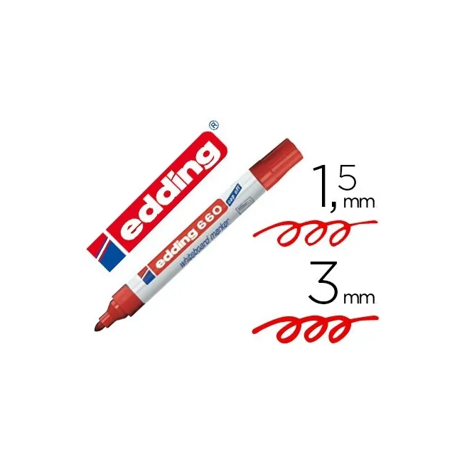 ROTULADOR EDDING PARA PIZARRA BLANCA 660 COLOR ROJO PUNTA REDONDA 1...