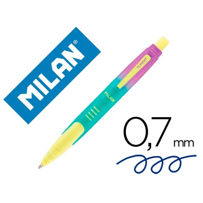 BOLIGRAFO MILAN COMPACT SUNSET RETRACTIL TINTA AZUL PUNTA 1 MM COLO...